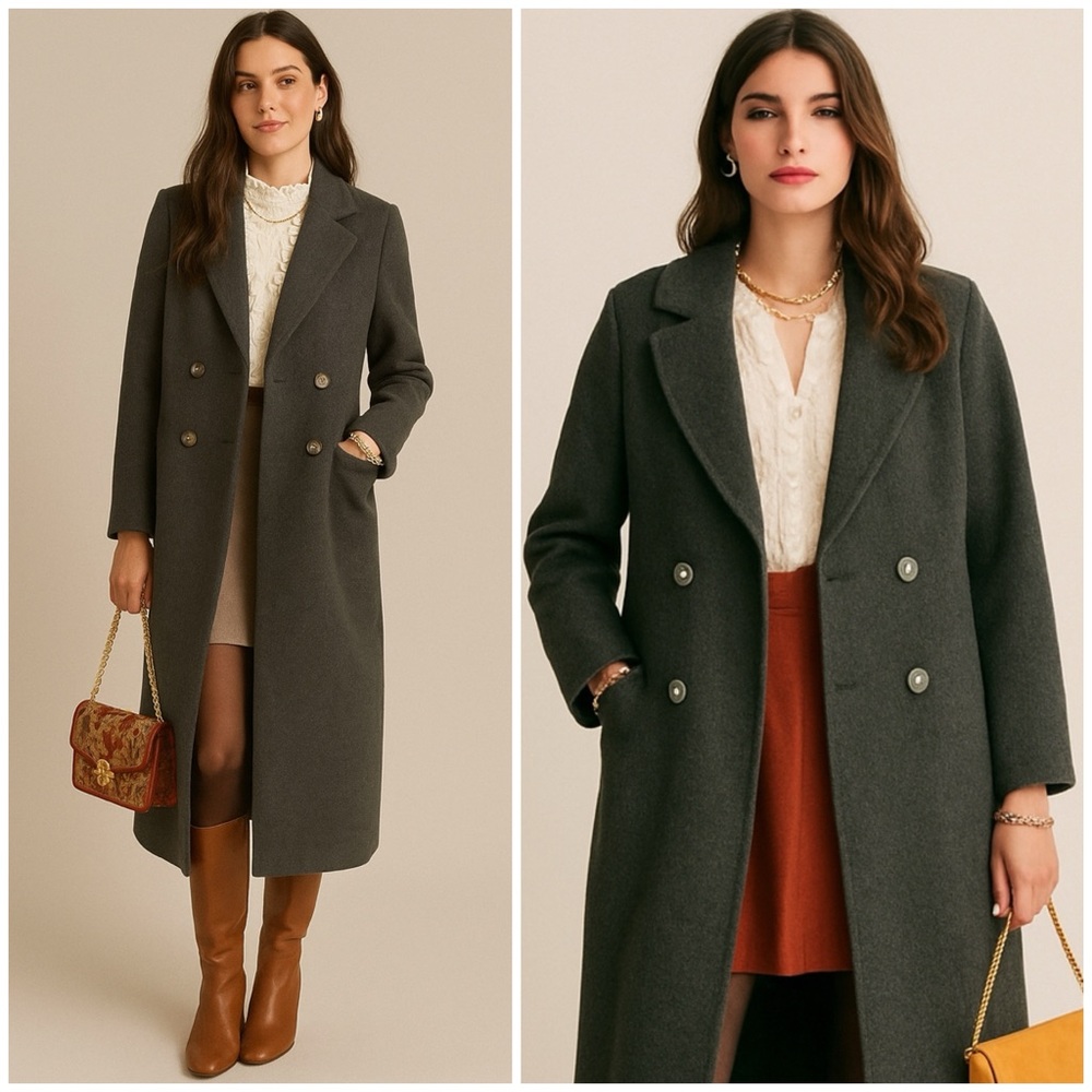 Vintage Union Made Regency Cashmere Baltmans NY Double-Breasted Dark Gray Coat 4 - Picture 2 of 15